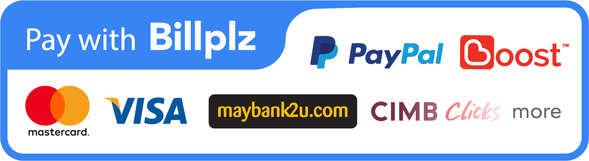 Billplz, FPX, Visa, MasterCard, Boost, CIMB Clicks, Maybank2u